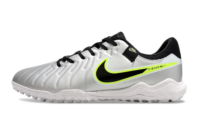 Nike Tiempo Blanc Vert Texturé Matelassé Supérieur Coupe Basse Silhouette Gazon Chaussures de Football 7