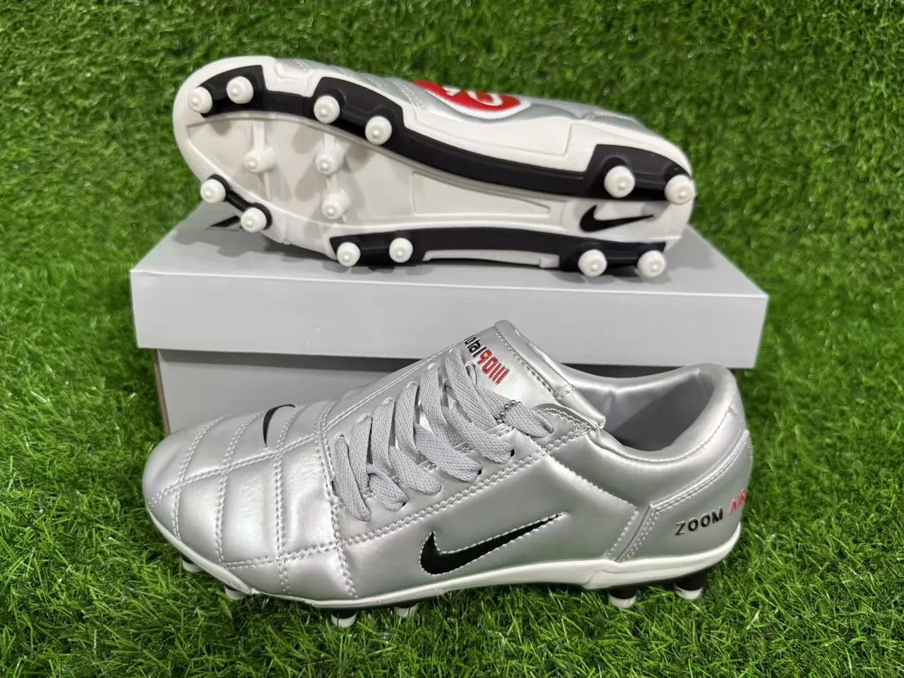 Nike Total 90 Zoom Air Metallic Silver Firm-Ground Soccer Shoes 6