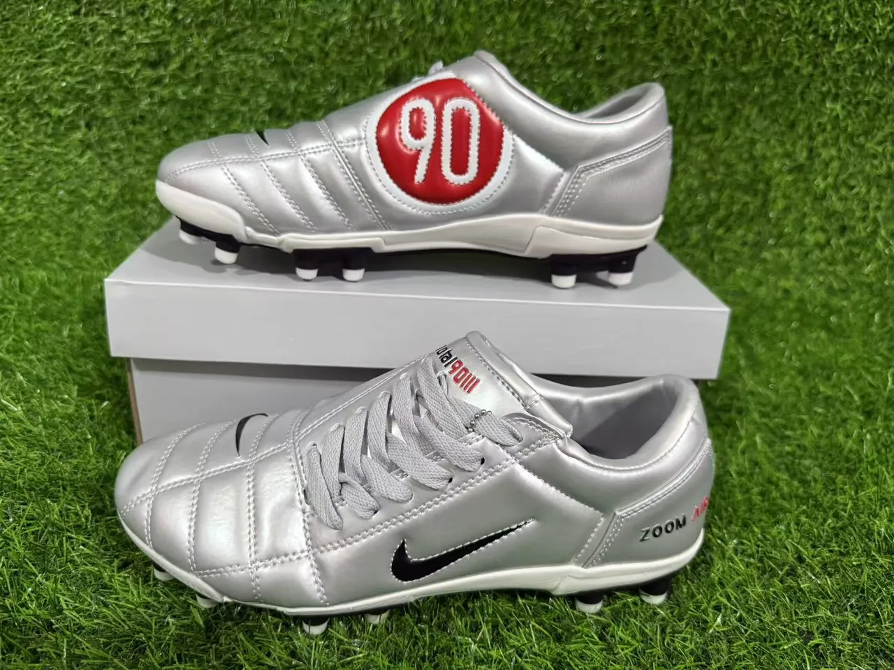 Nike Total 90 Zoom Air Metallic Silver Firm-Ground Soccer Shoes 7
