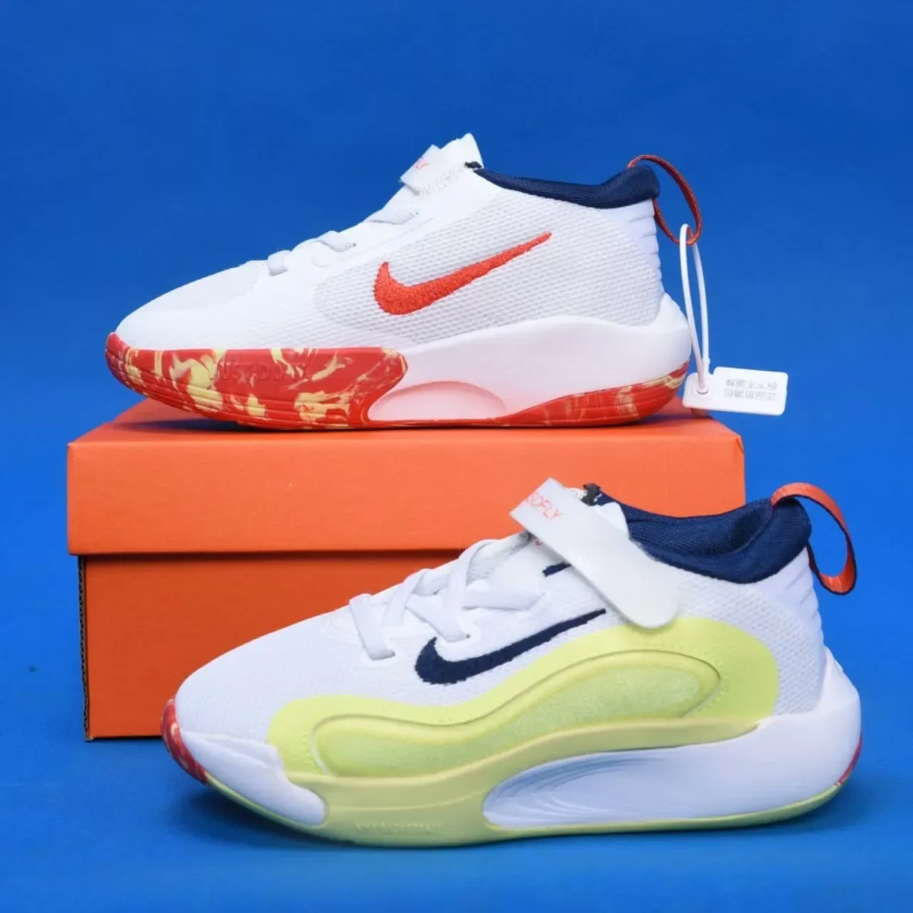 Nike White and Gold Kids Performance Sneakers 9