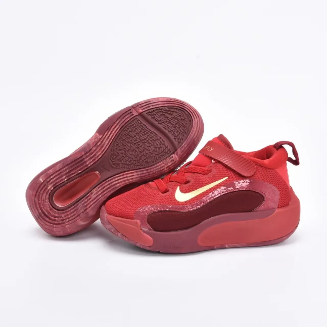 Nike White and Gold Kids Performance Sneakers 12