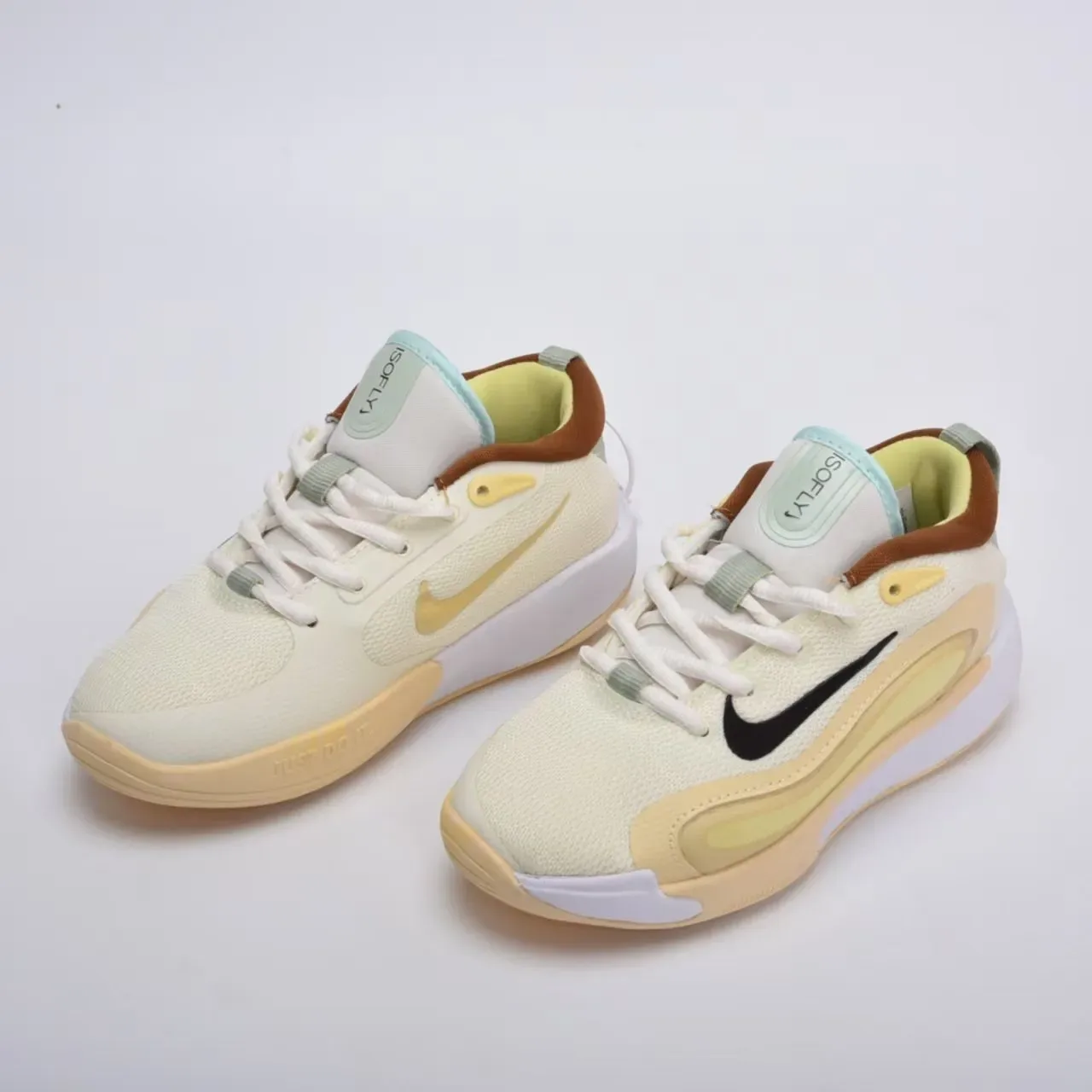 Nike White and Gold Kids Performance Sneakers 19