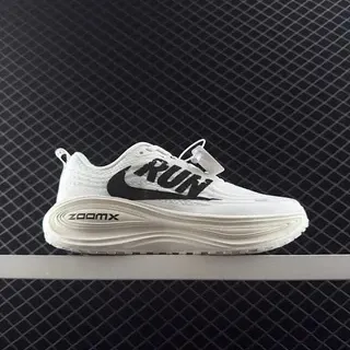 Nike blanco negro tela de punto superior gruesa ZoomX suela media zapatillas de running