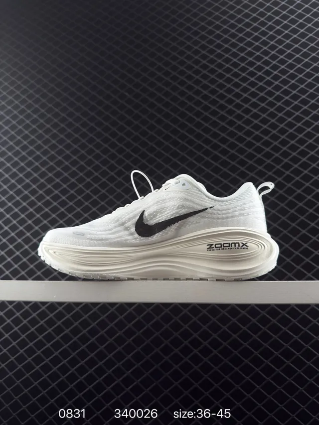 Nike blanco negro tela de punto superior gruesa ZoomX suela media zapatillas de running 5