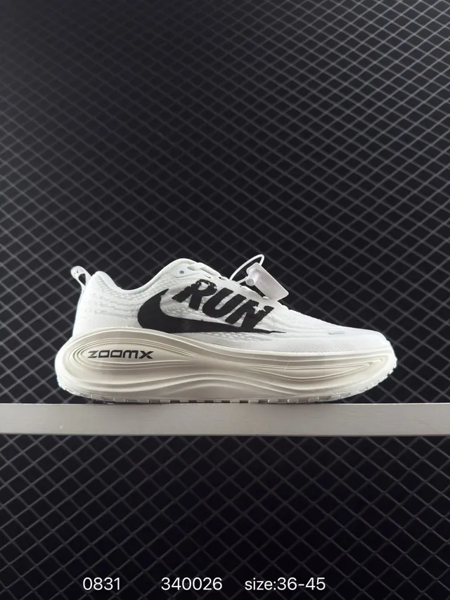 Nike blanco negro tela de punto superior gruesa ZoomX suela media zapatillas de running 6