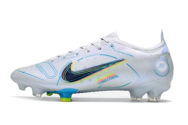 Nike blanco azul bajo corte parte superior de tricot colar con ajuste dinámico suelo firme zapatos de fútbol 6