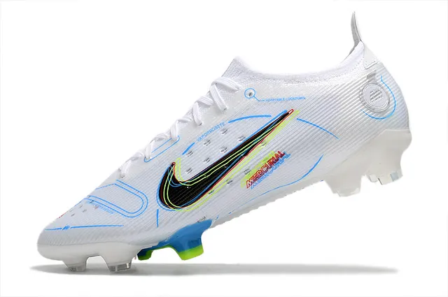 Nike blanco azul bajo corte parte superior de tricot colar con ajuste dinámico suelo firme zapatos de fútbol 11