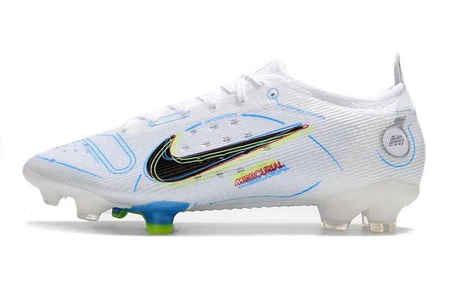 Nike blanco azul bajo corte parte superior de tricot colar con ajuste dinámico suelo firme zapatos de fútbol 12