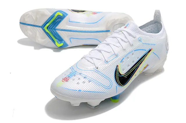 Nike blanco azul bajo corte parte superior de tricot colar con ajuste dinámico suelo firme zapatos de fútbol 13