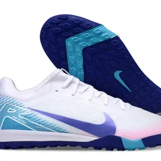 Nike zapatillas de fútbol turf blanco y azul low-cut upper de malla sintética