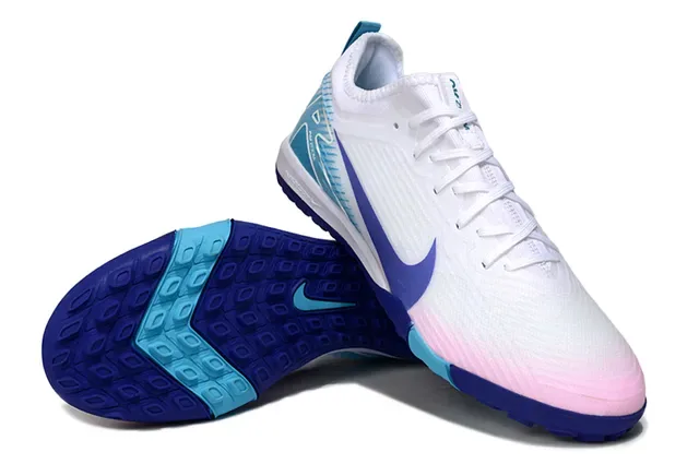 Nike tênis de futebol turf branco e azul low-cut upper de malla sintética 4