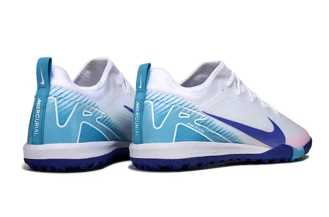 Nike tênis de futebol turf branco e azul low-cut upper de malla sintética 5