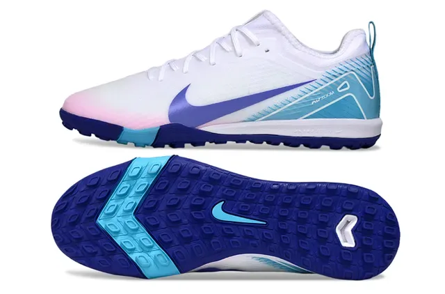 Nike tênis de futebol turf branco e azul low-cut upper de malla sintética 6