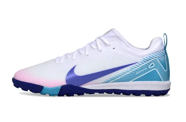Nike tênis de futebol turf branco e azul low-cut upper de malla sintética 7