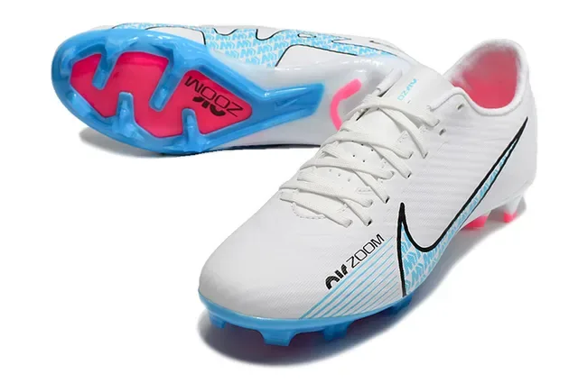 Nike Blanc Bleu Bas de Coupe Synthétique Haut Motif Géométrique Texturé Semelle Firme Chaussures de Football 6
