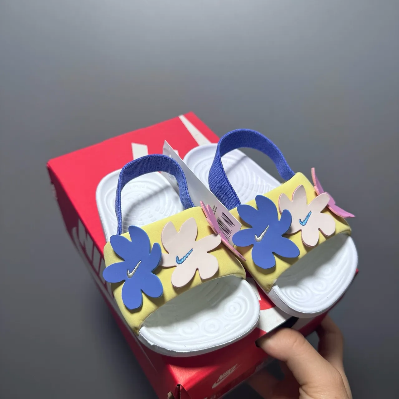 Nike White Blue One-Strap Slide Molded Footbed Slippers 21