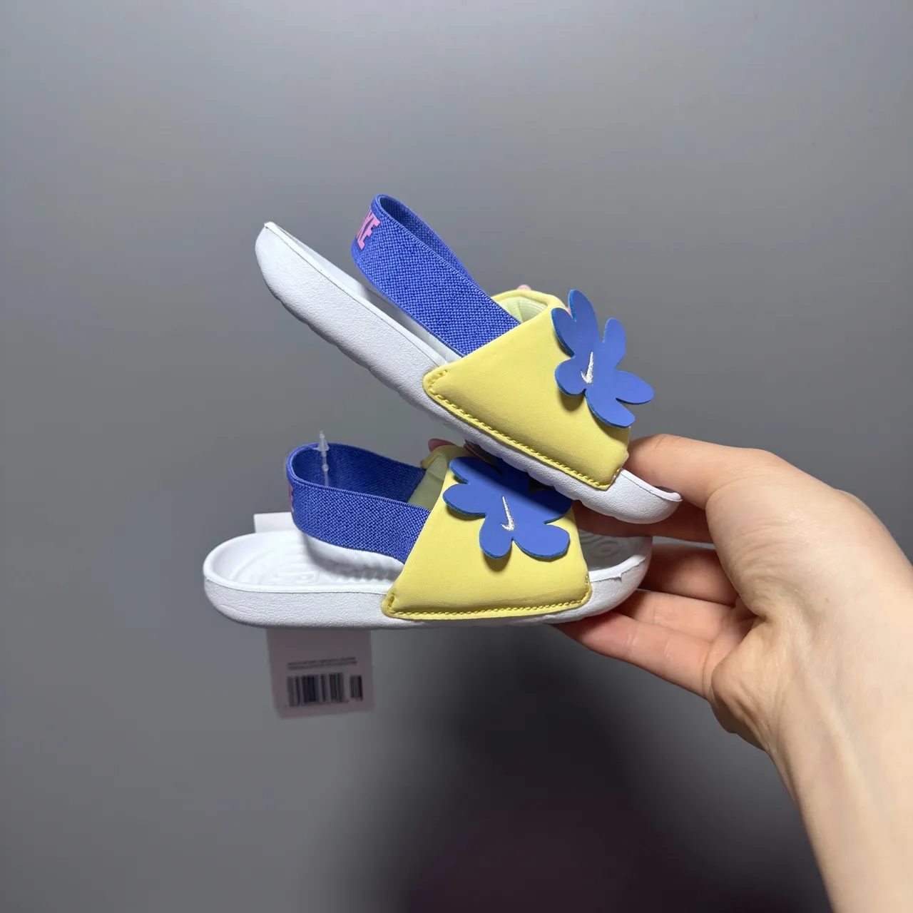 Nike White Blue One-Strap Slide Molded Footbed Slippers 22