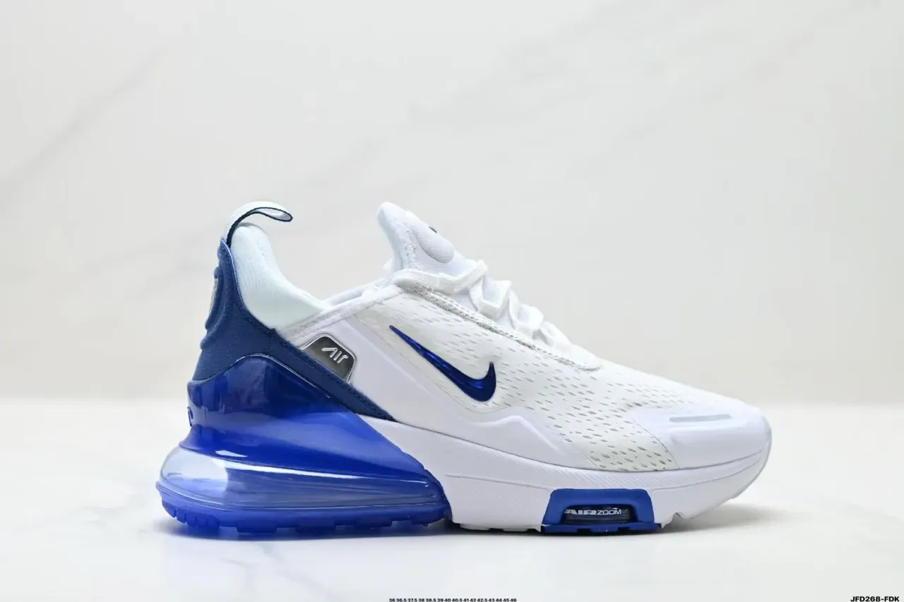 Nike White Blue Perforated Engineered Mesh Upper Visible Full-Length Air Unit Lifestyle Sneakers 2