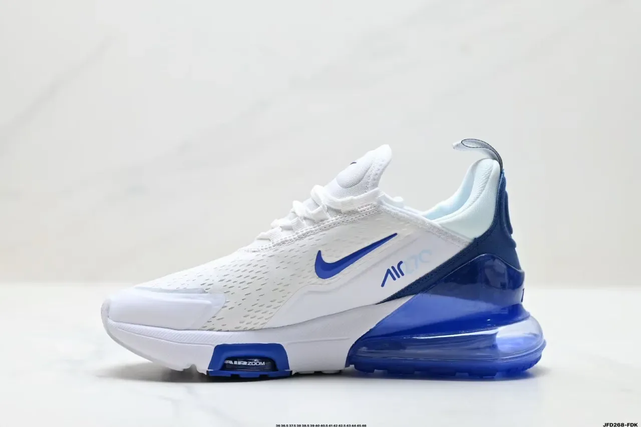 Nike White Blue Perforated Engineered Mesh Upper Visible Full-Length Air Unit Lifestyle Sneakers 4