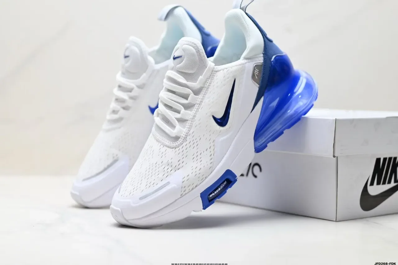 Nike White Blue Perforated Engineered Mesh Upper Visible Full-Length Air Unit Lifestyle Sneakers 7