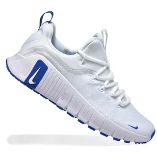 Nike White Blue Sculpted Ribbed Midsole Integrated Heel Cage Lifestyle Sneakers