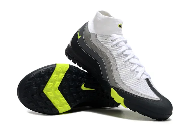 Nike White Gray Knit Upper Layered Synthetic Overlays Turf Soccer Shoes 2