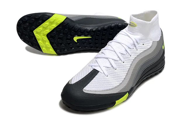 Nike White Gray Knit Upper Layered Synthetic Overlays Turf Soccer Shoes 3