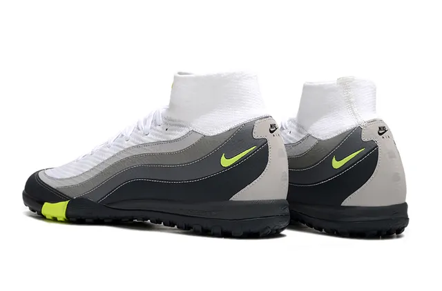 Nike White Gray Knit Upper Layered Synthetic Overlays Turf Soccer Shoes 4