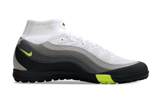 Nike White Gray Knit Upper Layered Synthetic Overlays Turf Soccer Shoes 5