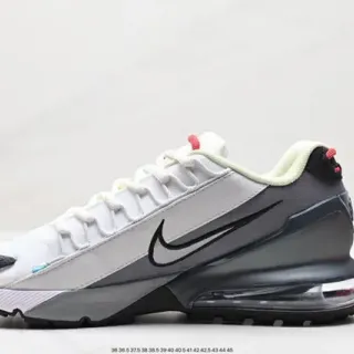 Nike White Gray Layered Synthetic And Mesh Upper Visible Heel Air Unit Lifestyle Sneakers