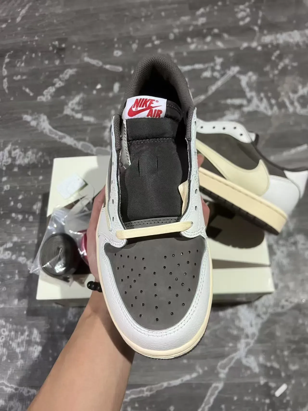 Nike White Gray Low-Top Layered Leather-Suede Lifestyle Sneakers 3