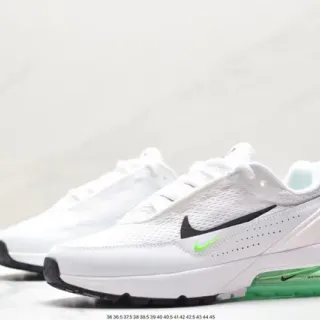 Nike White Green Mesh Upper Black Swoosh Overlay Lifestyle Sneakers