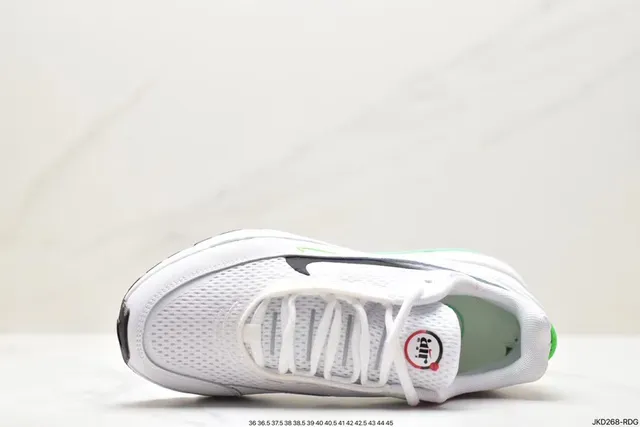 Nike White Green Mesh Upper Black Swoosh Overlay Lifestyle Sneakers 8
