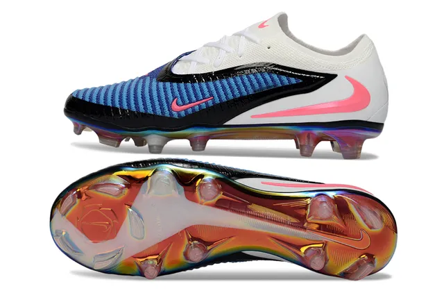 Nike White Multicolor Knit Upper Iridescent Sole Firm-Ground Soccer Shoes 6