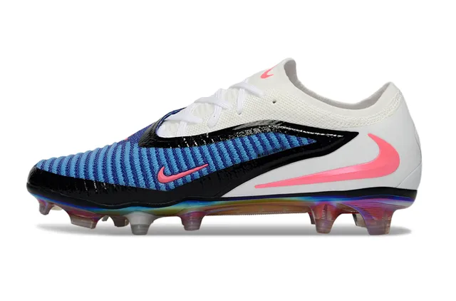 Nike White Multicolor Knit Upper Iridescent Sole Firm-Ground Soccer Shoes 7