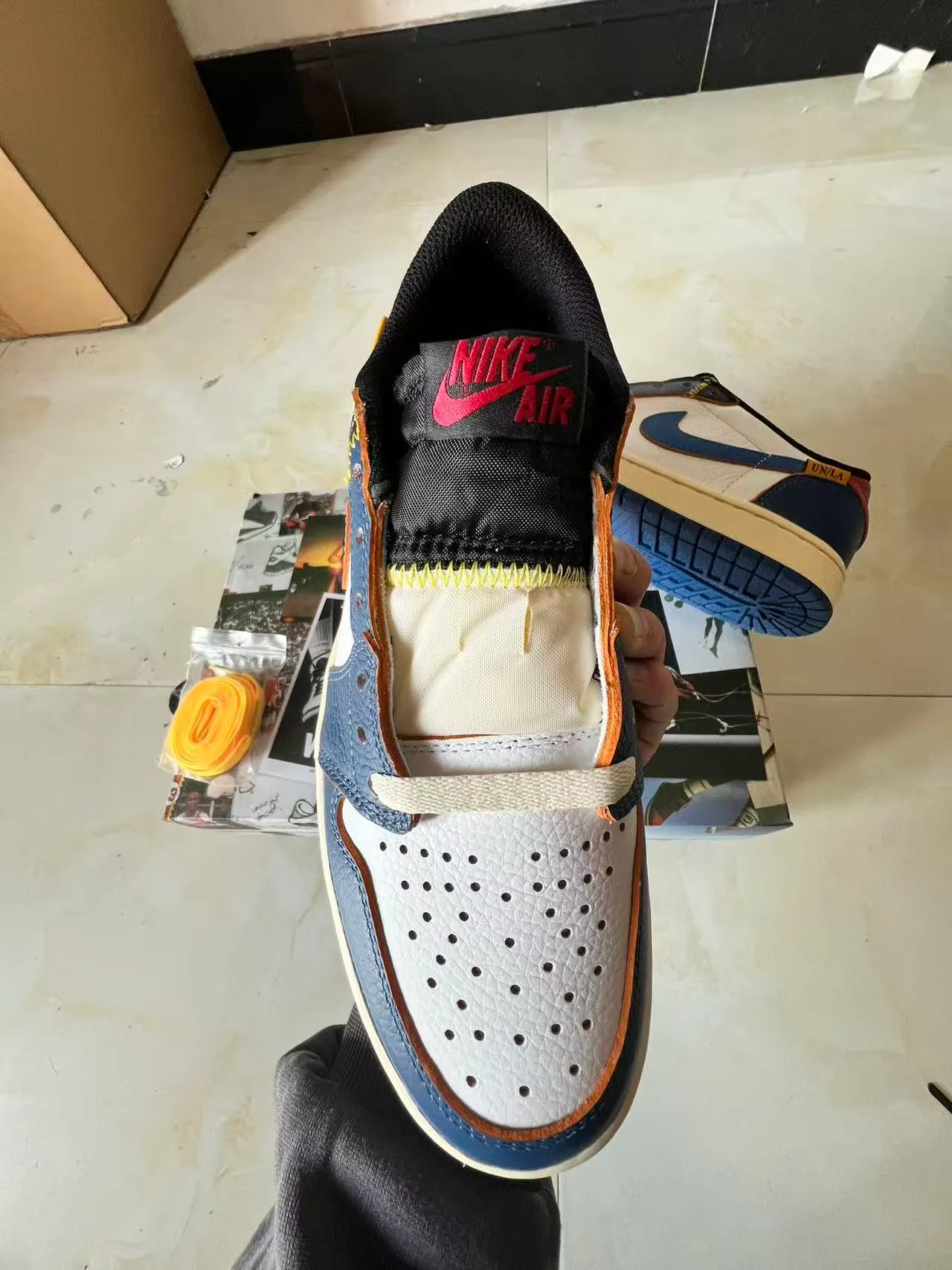 Nike White Navy Leather-Paneled Cupsole Lifestyle Sneakers 3