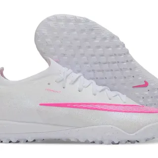 Nike सफेद गुलाबी बुनाई ऊपरी आउटसोल Turf फुटबॉल जूते