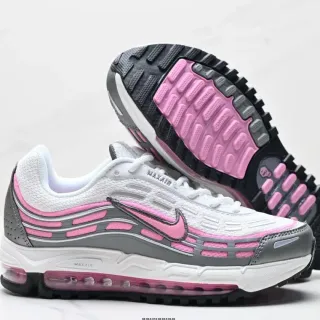 Nike White Pink Layered Synthetic Cage Visible Max Air Unit Lifestyle Sneakers