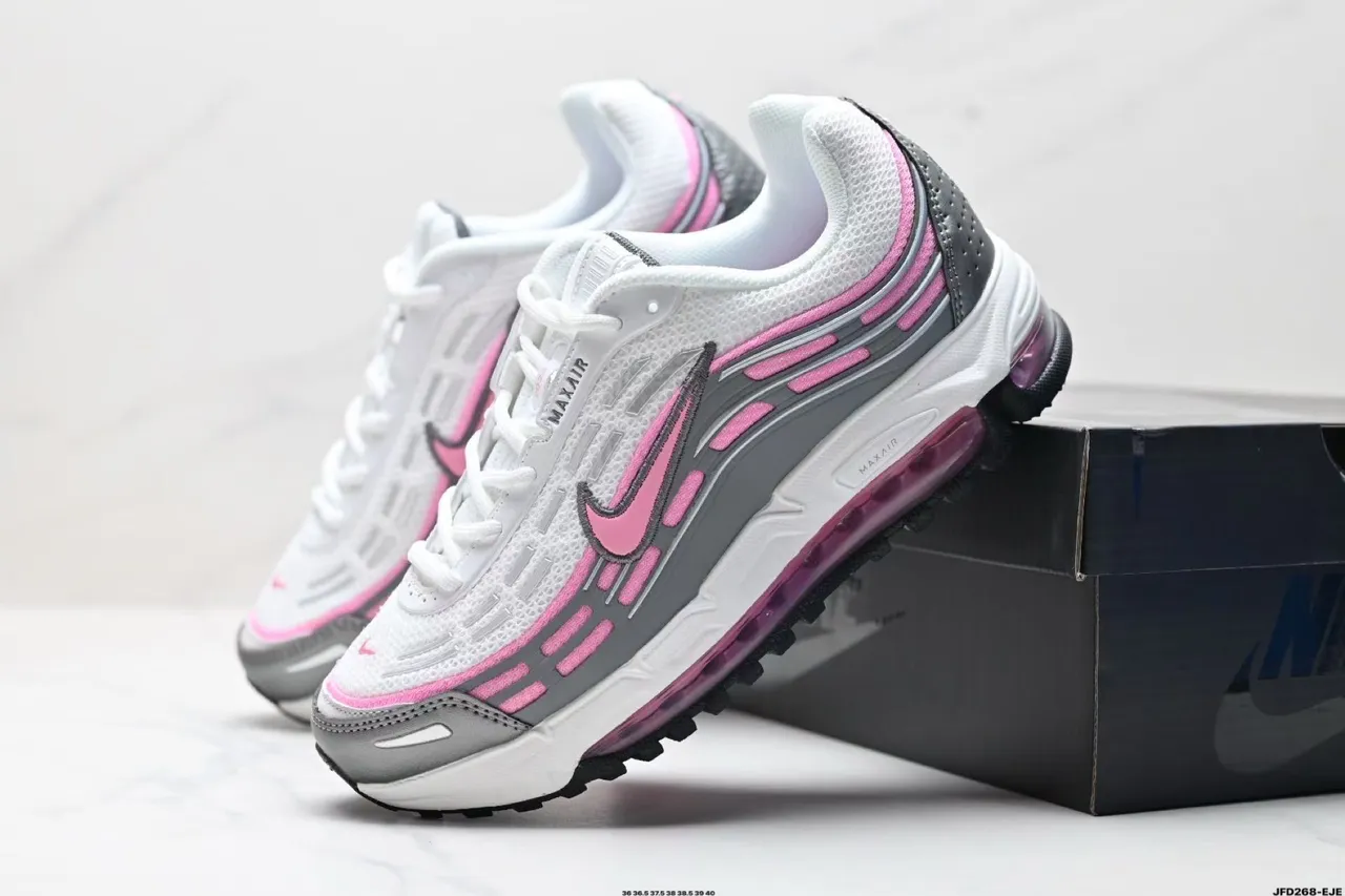 Nike White Pink Layered Synthetic Cage Visible Max Air Unit Lifestyle Sneakers 5