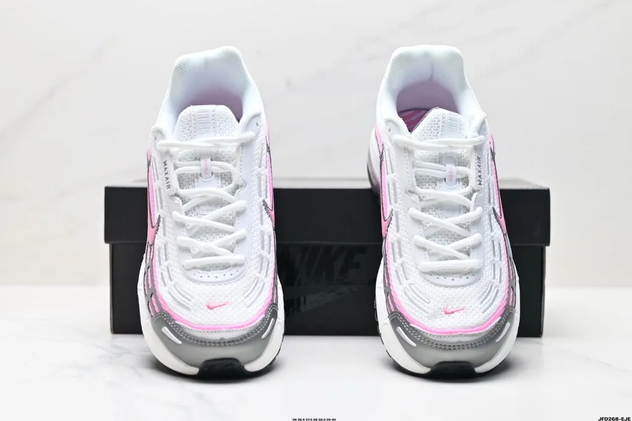 Nike White Pink Layered Synthetic Cage Visible Max Air Unit Lifestyle Sneakers 6