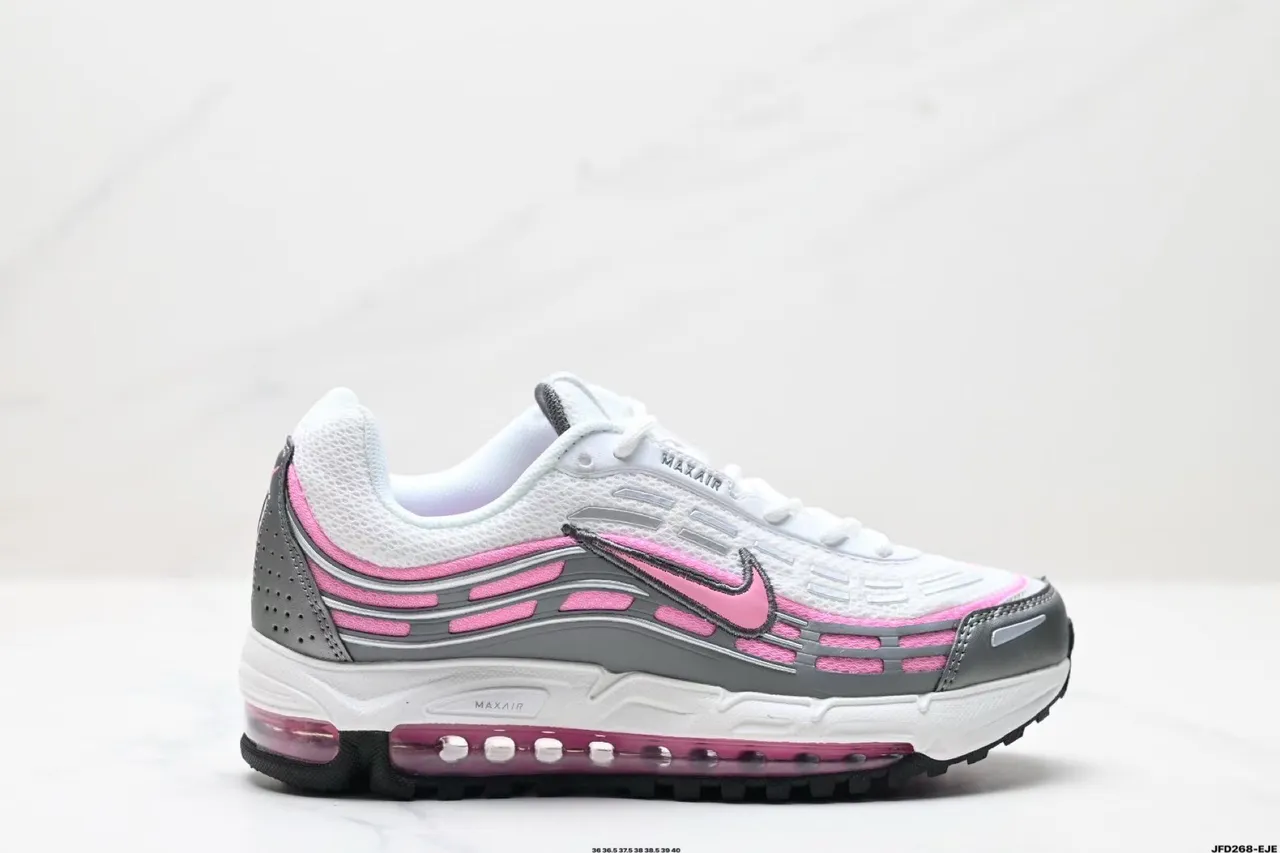 Nike White Pink Layered Synthetic Cage Visible Max Air Unit Lifestyle Sneakers 9