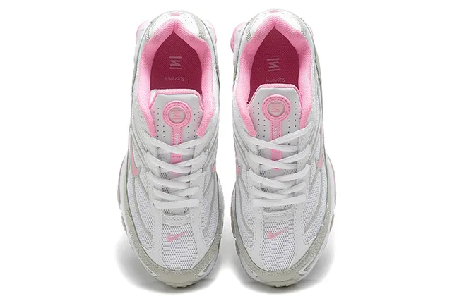 Nike White Pink Mesh And Synthetic Overlay Upper Visible Shox Column Heel Unit Lifestyle Sneakers 2