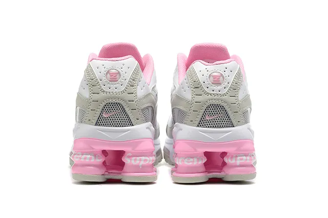 Nike White Pink Mesh And Synthetic Overlay Upper Visible Shox Column Heel Unit Lifestyle Sneakers 3