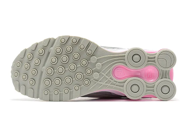 Nike White Pink Mesh And Synthetic Overlay Upper Visible Shox Column Heel Unit Lifestyle Sneakers 4