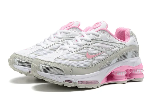 Nike White Pink Mesh And Synthetic Overlay Upper Visible Shox Column Heel Unit Lifestyle Sneakers 6