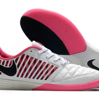 Nike White Pink Quilted Toe Box Synthetic Cage Indoor Soccer Shoes