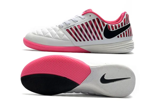Nike أبيض وردي مخيط صناديق الأصابع قفص صناعي أحذية كرة القدم الداخلية 6