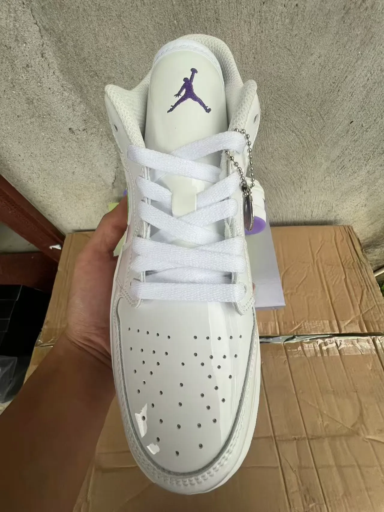 Nike White Purple Glossy Upper Light Green Swoosh Lifestyle Sneakers 4