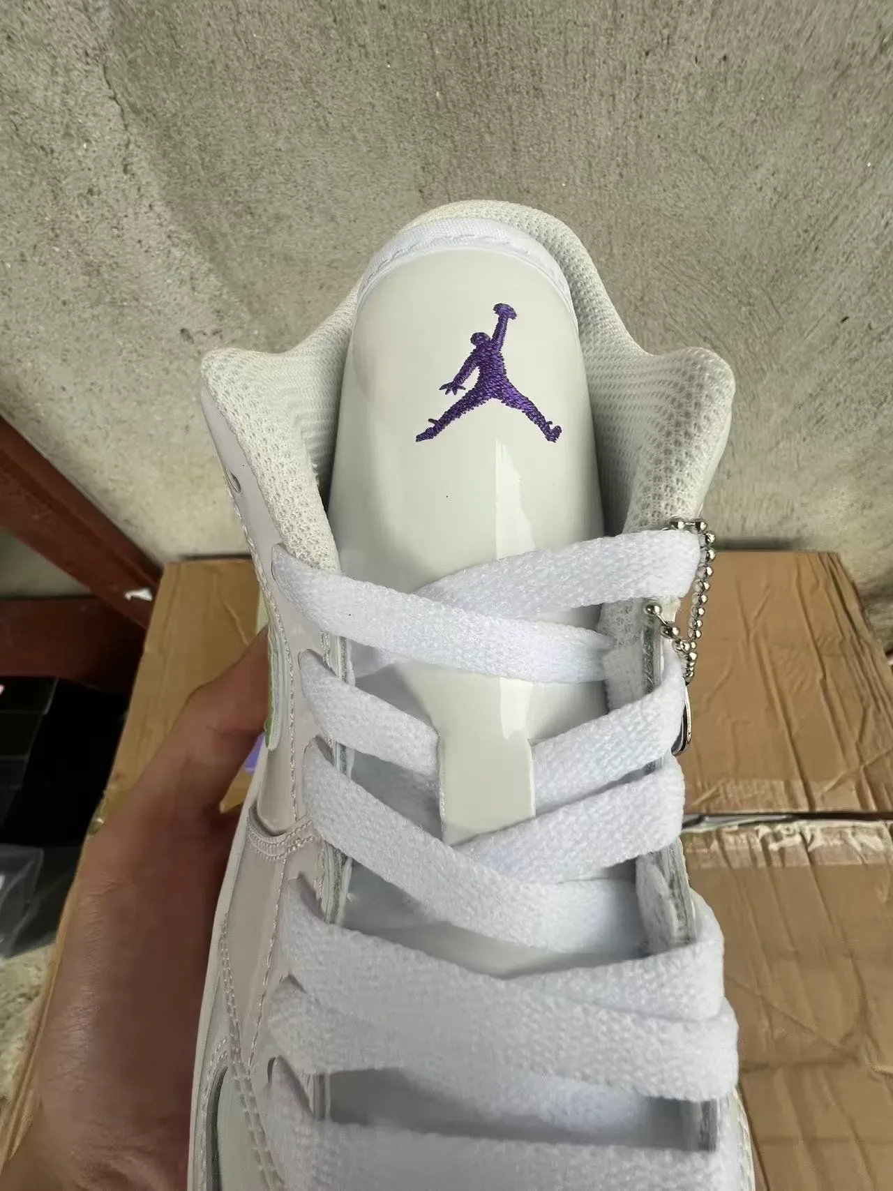 Nike White Purple Glossy Upper Light Green Swoosh Lifestyle Sneakers 5