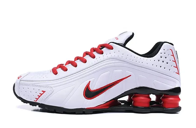 Nike White Red Perforated Synthetic Upper Visible Cushioning Units Running Shoes 2